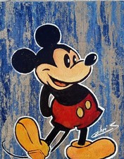 TABLEAU PEINTURE TOILE PORTRAIT MICKEY STREET ART DECO ORIGINAL SIGNÉ CHRISK