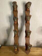 Support 4 Fusils Mural Cuir tetes de cerf en laiton vintage