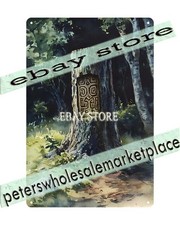 Forest Totem Tin Sign Carved