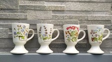4 Mazagran En Gres tasses à café  mug   Vintage  Motif Floral Botanique 