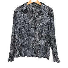 F & F blouse femme taille 48 UK 20 noir blanc 100% polyester dames ladies top