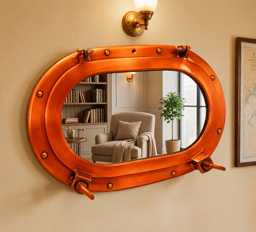 Miroir hublot orange - miroir,