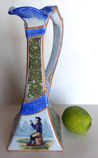 Faïence de Desvres Rare Aiguière XIXe 19th Décor Dlg Quimper Porquier Beau