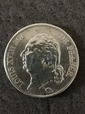 5 FRANCS ARGENT 1816 L BAYONNE LOUIS XVIII TETE NUE 999 973 EX. / FRANCE SILVER