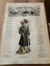 N°41 ANCIENNE REVUE LA MODE ILLUSTRÉE ORIGINALE DE 1908 AVEC PLANCHE PATRONS