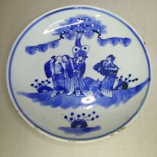 Antique Chinese blue and white porcelain plate, 19th century.