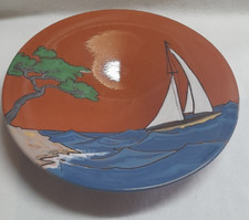 COUPE EN TERRE CUITE VERNISSEE DE THEO SICARD  DECOR DE BATEAU