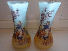 PAIRE DE VASES EMAILLES