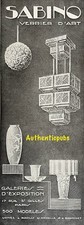 PUBLICITE SABINO LUSTRE LUMINAIRE LAMPE MAITRE VERRIER D'ART DE 1927 AD ART DECO