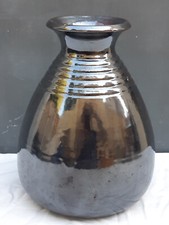 Ancienne Poterie Potiche Pot Vase en Terre Cuite Vernissé Signé