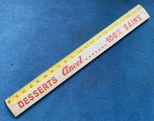 Ancienne règle en bois publicitaire  Desserts ANCEL 100% Sain   Double décimètre