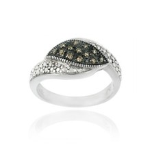 Argent Sterling 1/8ct. Tdw Champagne Diamants Pavé Bague