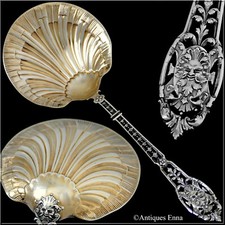 Puiforcat Masterpiece French Sterling Silver Strawberry Spoon Mascaron