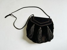 Sac à main fourrure et cuir passementerie YVES SAINT LAURENT Paris Vintage 1980s