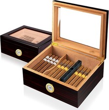 Cave à Cigares Cèdre Espagnol Avec Hygromètre et Humidificateur, Coffret Cigare