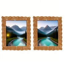 Cadres photo bohème en rotin tissé à la main lot de 2 pièces pour décoratio