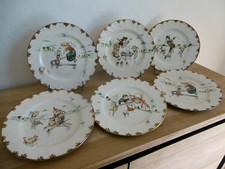 SIX ASSIETTES PLATES FAIENCE CREIL MONTEREAU XIX ème SERVICE "PARISIEN" Lot 5.