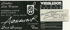 RARE / TICKET BILLET CONCERT - CHARLES AZNAVOUR : LIVE MENEN BELGIUM 1990 PLACE