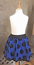 Girls 12 ROYAL BLUE POLKADOTS SEQUIN SKIRT Skort Scooter BLACK Sparkle Justice