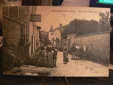 cpa 01 meillonnas rue de l' egratay attelage boeufs animee