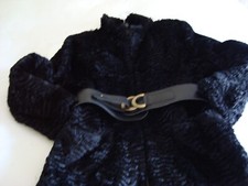 veste fourrure noire vintage  en lapin façon astrakan azilis de brocaliande