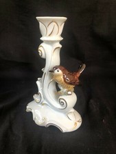 Bougeoir En Porcelaine SITZENDORF Allemand Avec Oiseau. Marqué + Numéro