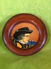 ASSIETTE bois homme breton signée LORAY vintage artisanat  BRETAGNE