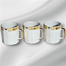 Vintage Fine Porcelain Yamasen Set of 3 White Espresso Cup with 22ct Gold Trim