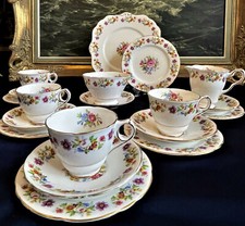 Services en porcelaines Royal Stafford England café/thé+dessert décor Fleurs,or 