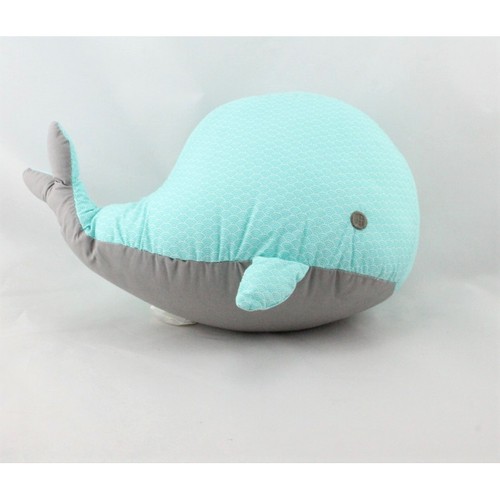 Doudou baleine bleu gris