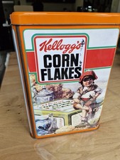 Ancienne  Boite en Tôle  CORN FLAKES KELLOGG'S  publicitaire vintage An 80's