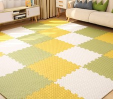 Puzzle Mousse Bébé 18 Dalles Tapis Imperméable Antidérapant 30x30x1,2 cm Jaun...