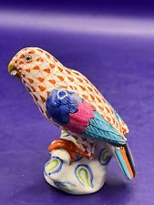 Figurine Herend bleu et blanc rouge résille perroquet porcelaine figurine 3,1...
