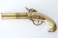 DECO REPLIQUE PISTOLET A SILEX 2 CANONS  ROTATIFS  FRANCE 18ème - Ref.1305