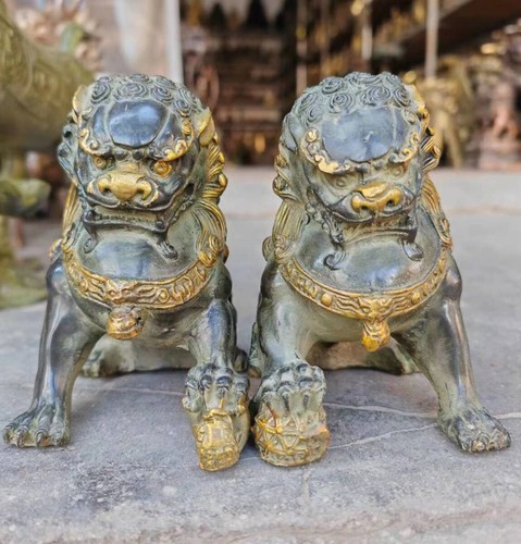 Antique old bronze lions door - antique,