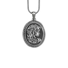 Collier Méduse pendentif buste en argent sterling méandre grecque mythologie ...