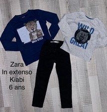 Zara In Extenso Kiabi 6 ANS : 2 T Shirts Animaux + Pantalon Coton Noir Garçon