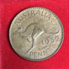 AUSTRALIA 1952 Large 1 One Penny Bronze King George VI Kangaroo Animal Coin