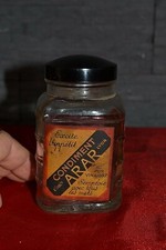 Beau pot ancien en verre Condiment ARAR LYON avec bouchon et étiquettes