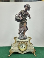 HORLOGE PENDULE MARBRE ET REGULE VENDANGEUSE PAR MOREAU