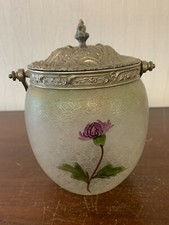 Pot à biscuit verre émaillé de fleurs 