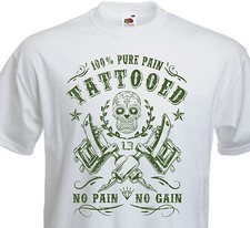 T-shirt TATTOOED  Pain Tattoo Tatouage Old school Calavera Ink Inked Dermographe