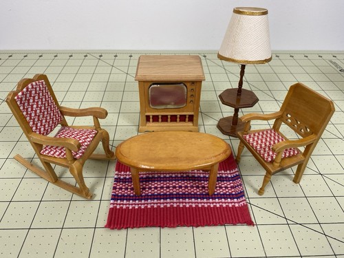 Vtg dollhouse wood furniture - wood,