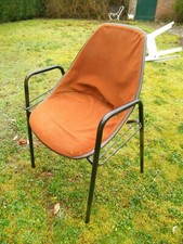 VINTAGE FAUTEUIL CHAISE PLAXICO ORANGE TISSUS MARRON PIEDS FER DESIGN 60 70 1981