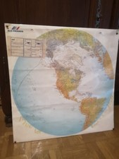 Carte Mapmonde Planisphère Air France Vol Paris Los Angeles Dédicace 