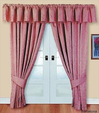 Rideau jacquard de luxe rose entièrement doublé Barcelone