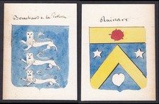 19E Siècle Bouchard De La Poterie Ruinart France Blason Aquarelle