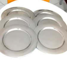 6 assiettes service - présentation métal 28,5 cm -  stainless steel 18/8 denmark