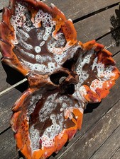 Saladier,Grand Plat Ceramique Ancien Vallauris Forme Feuille