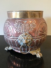 Jardinière Cache Pot Laiton et Cuivre Tête et Pattes de lion Epoque Napoleon III